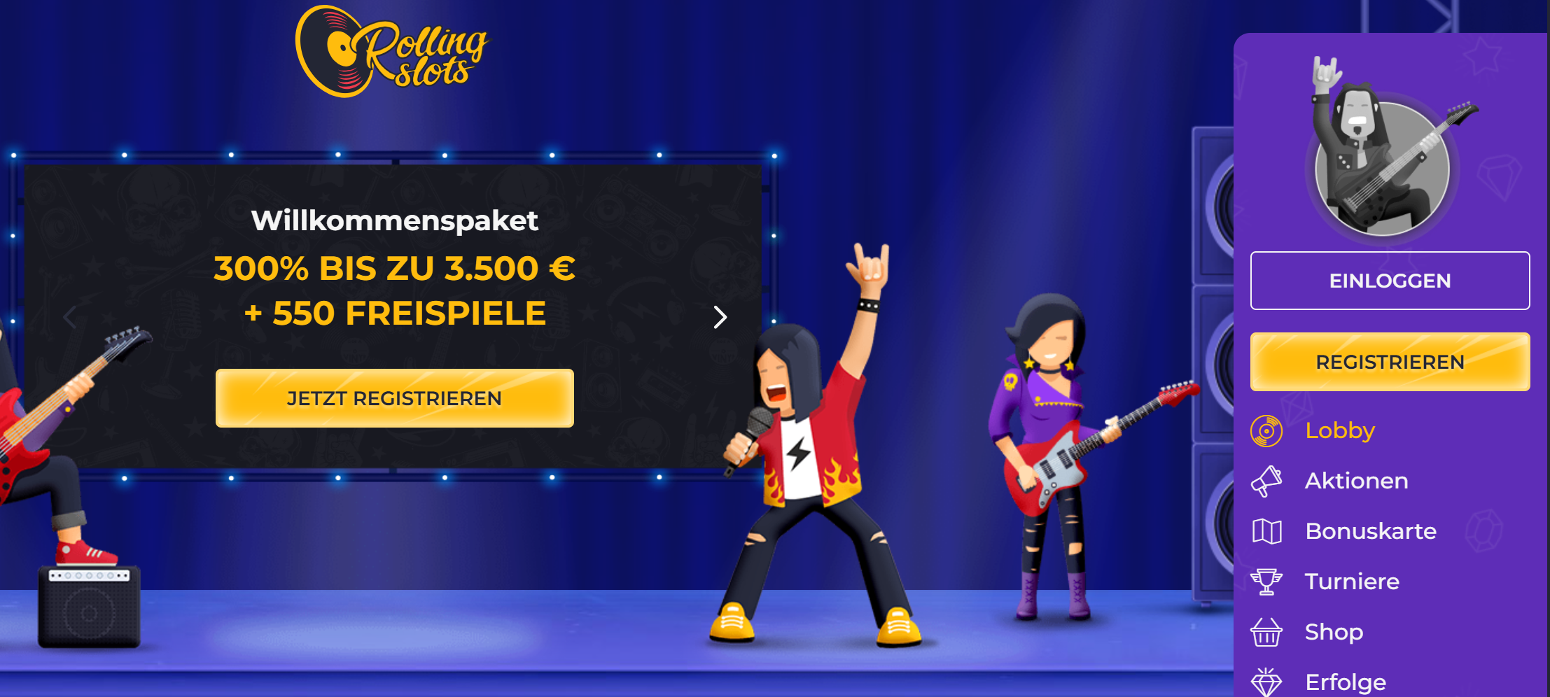 Rolling Slots Casino – Screenshot der Spielhalle